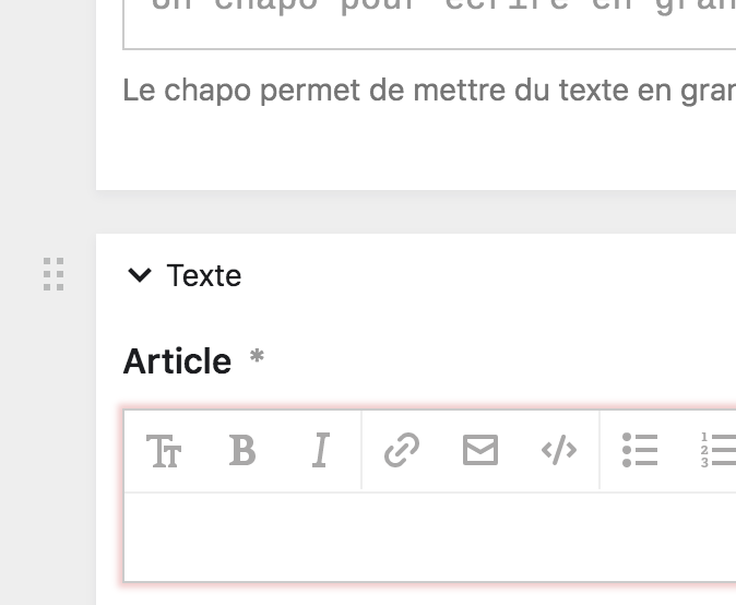 Zoom sur le bouton déplacer d&rsquo;un bloc