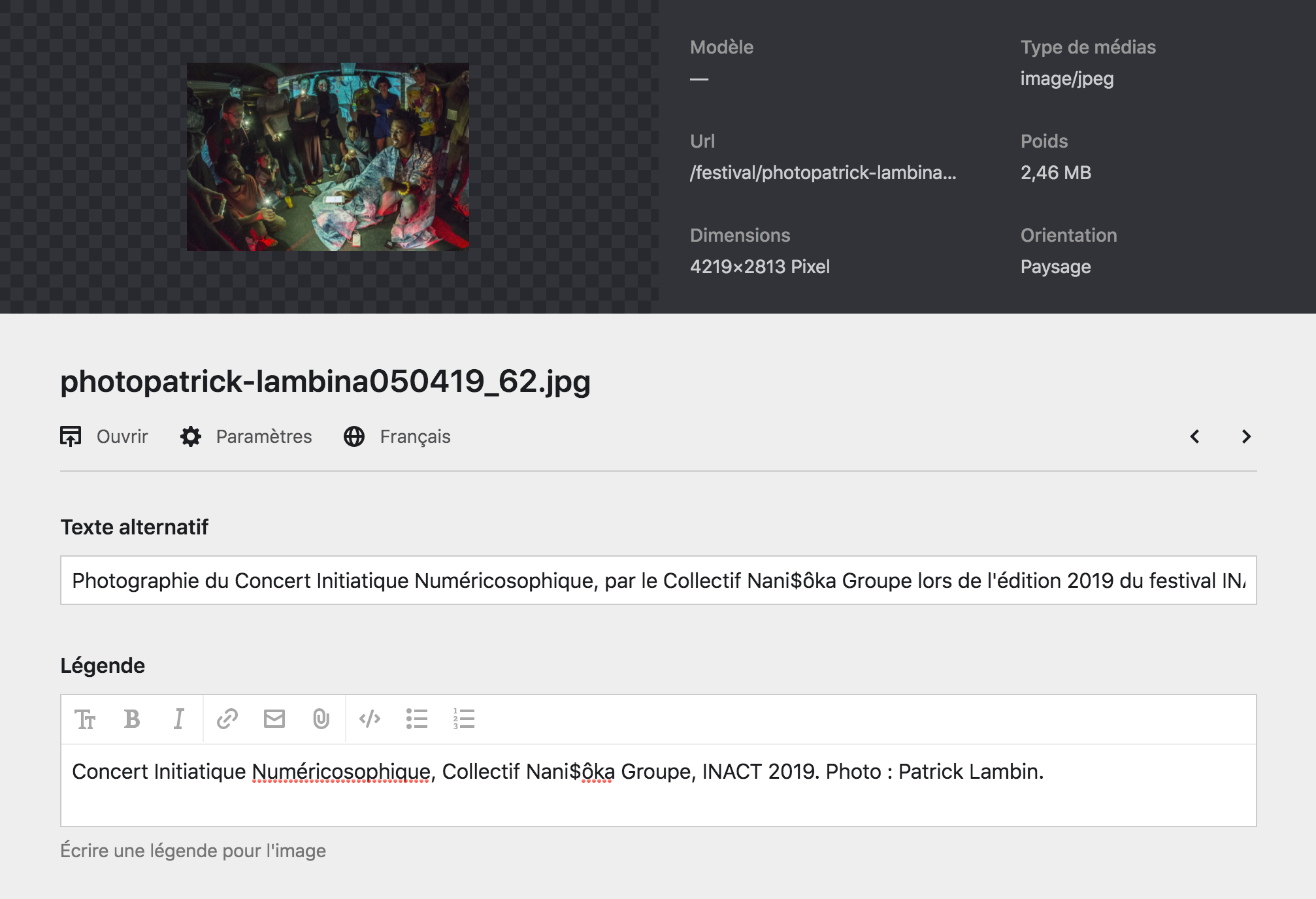 Page d&rsquo;un fichier