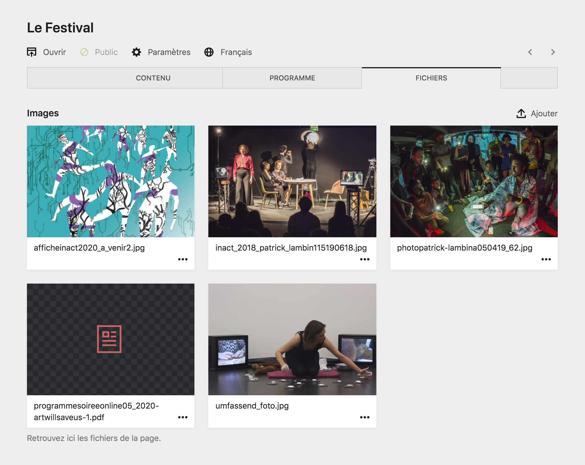 Section de gestion des fichiers