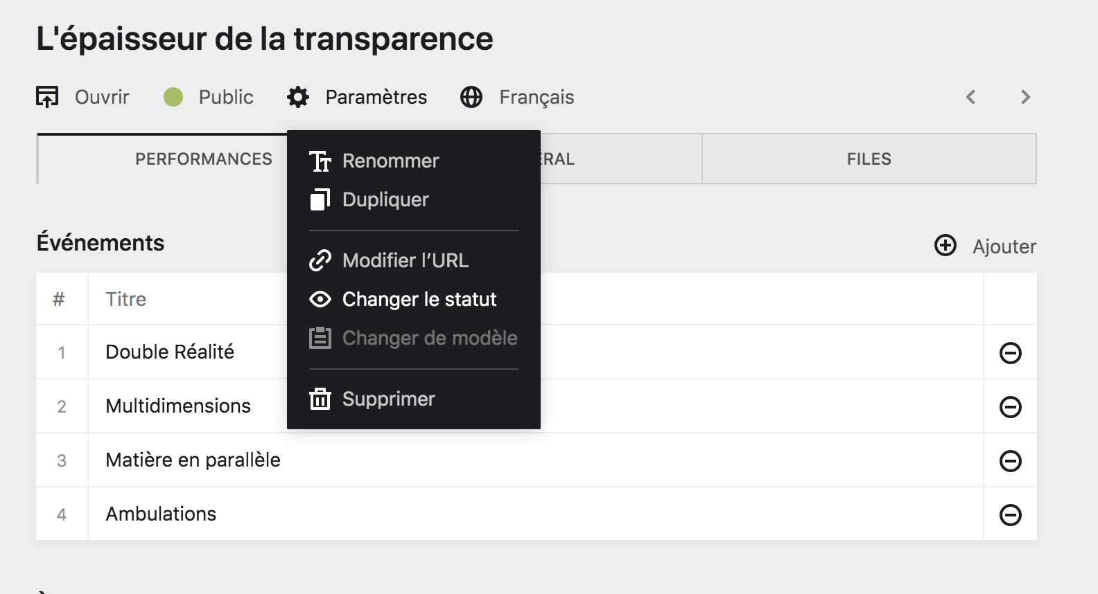 Changer le statuts d&rsquo;une page